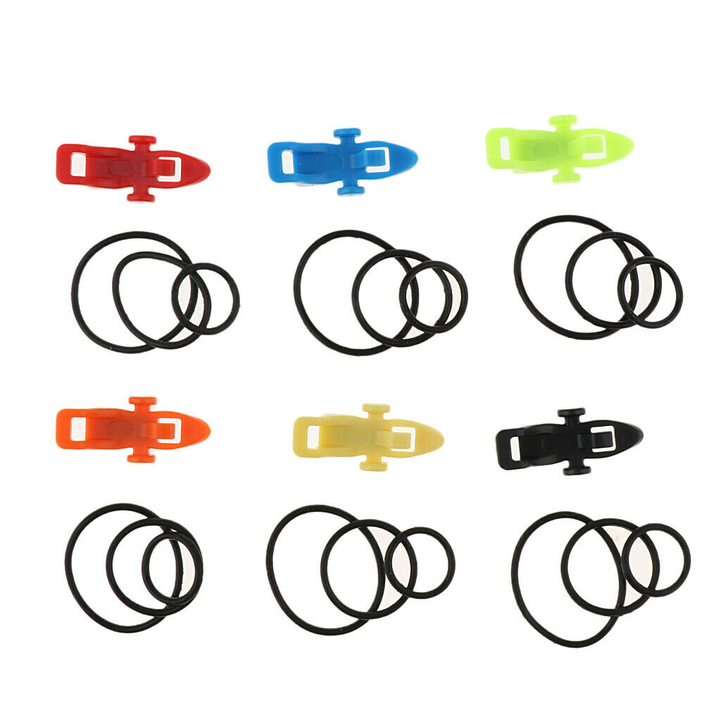 6pcs ABS Plastic Fishing Rod Hook Keeper Holder with Elastic Rubber Rings