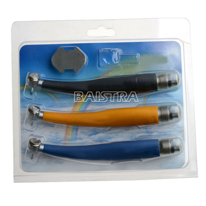 3PCS COXO Dental High Speed Handpiece Kits Push Button Torque Rainbow 4 Holes CA