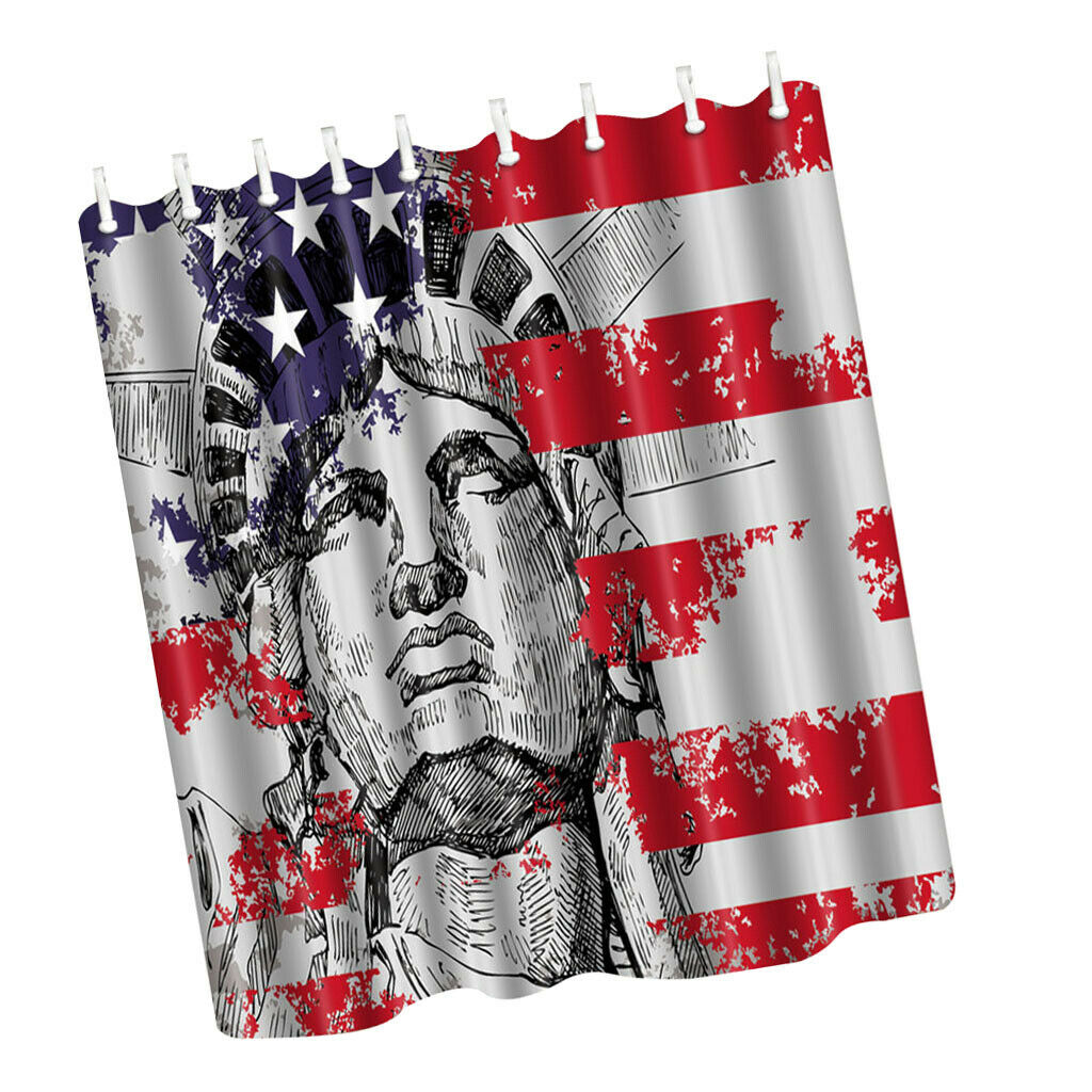 American USA the Statue of Liberty Painted Polyester Bath Shower Curtain
