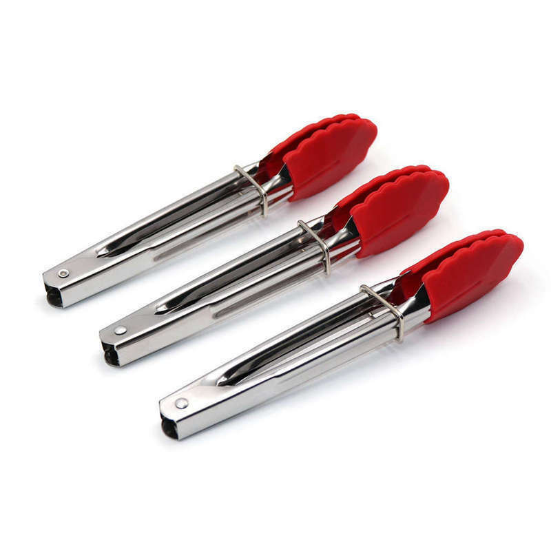 Small Tongs With Silicone Tips 7 Inch Kitchen Tongs – Set Of 3 - Perfect For SQ6
