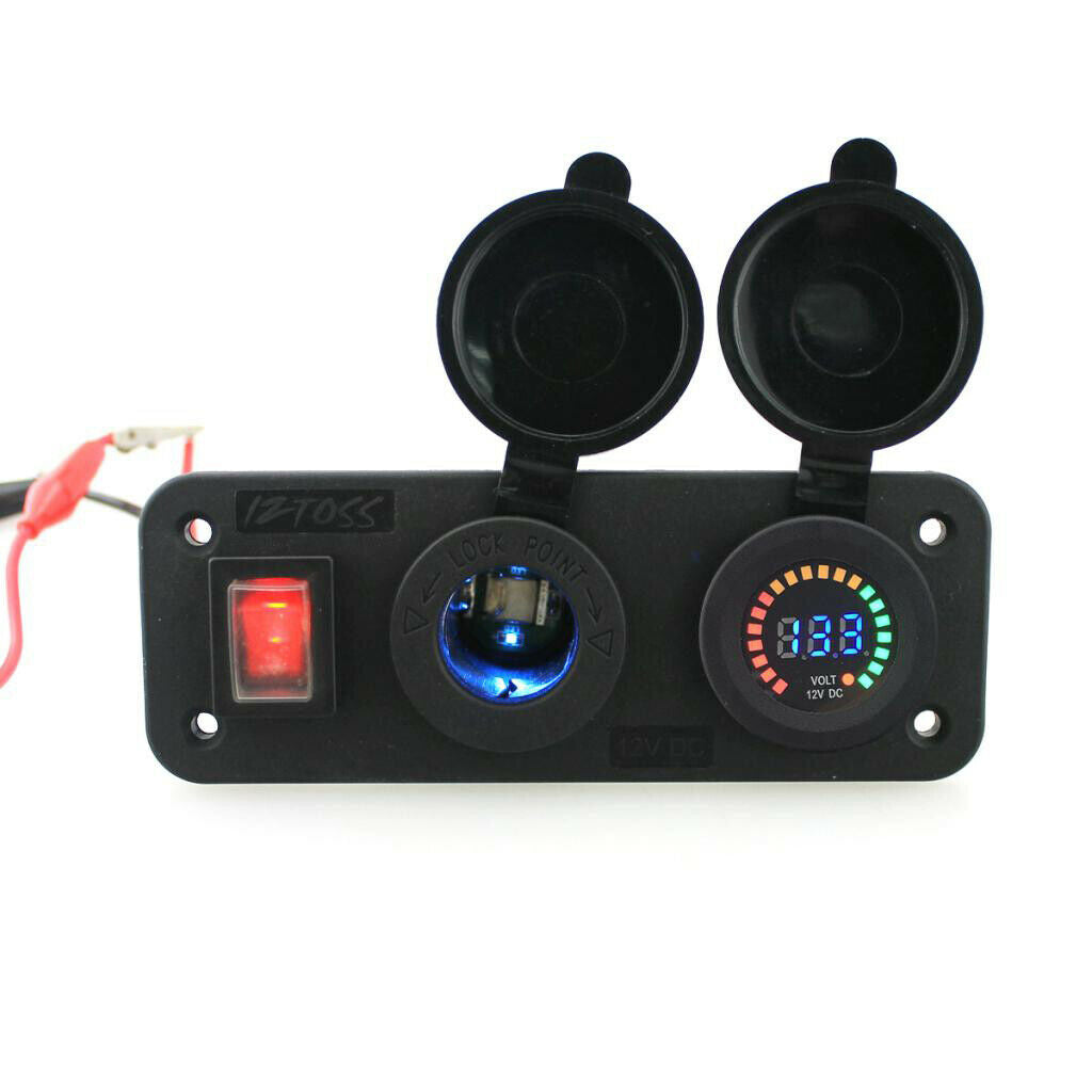 Waterproof Car Marine Boat Cigarette Lighter Socket & Voltmeter with Switch