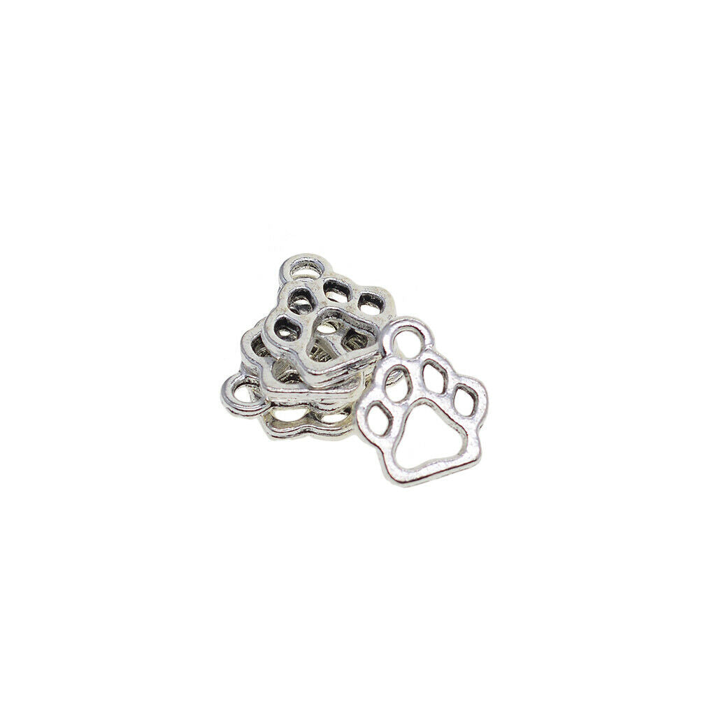 100x Cat Paw Footprint Shape Alloy Pendants Charms for DIY Bracelet Necklace