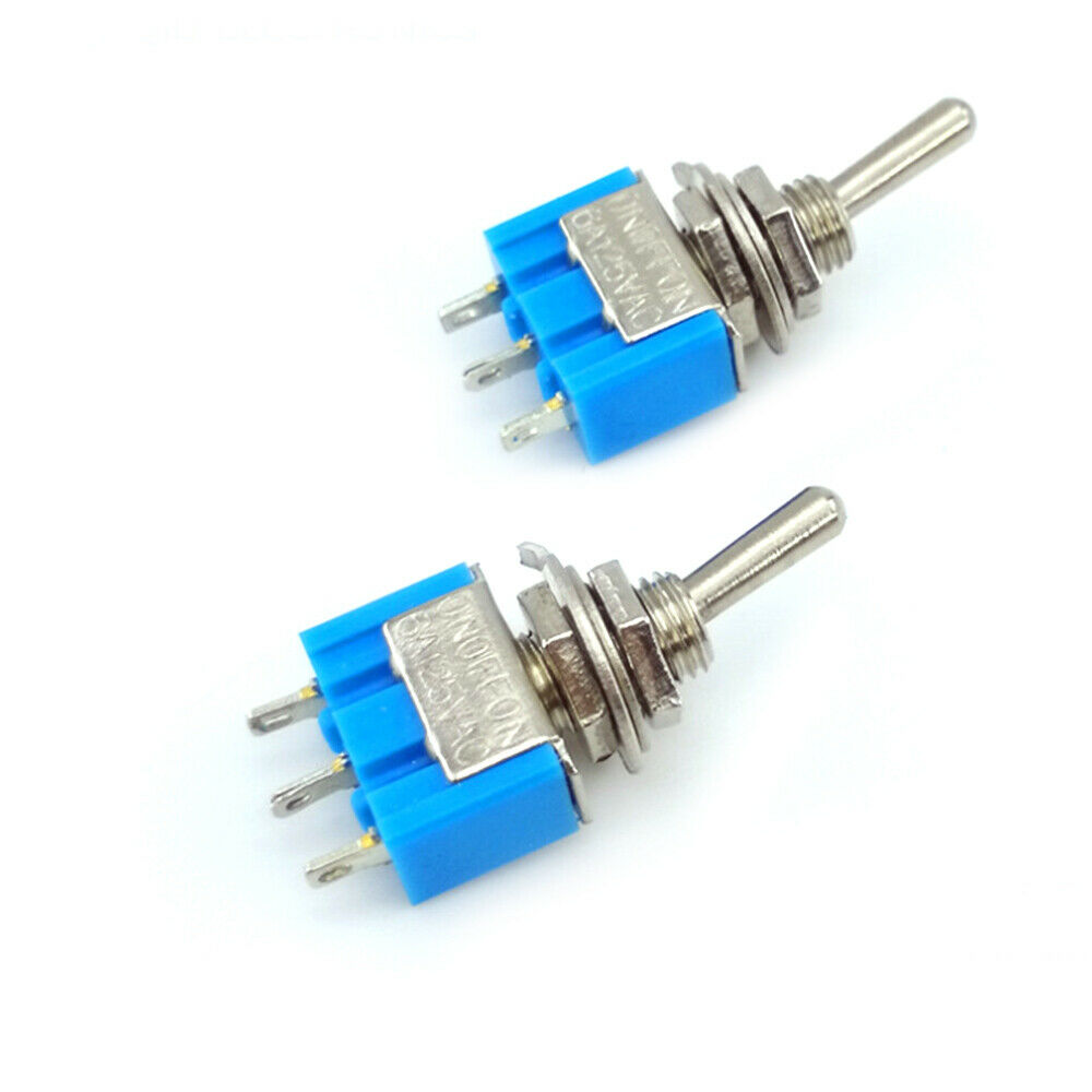 10Pcs Blue Mini MTS-102 3-Pin SPDT ON-ON 6A 125VAC Piano Toggle Switches