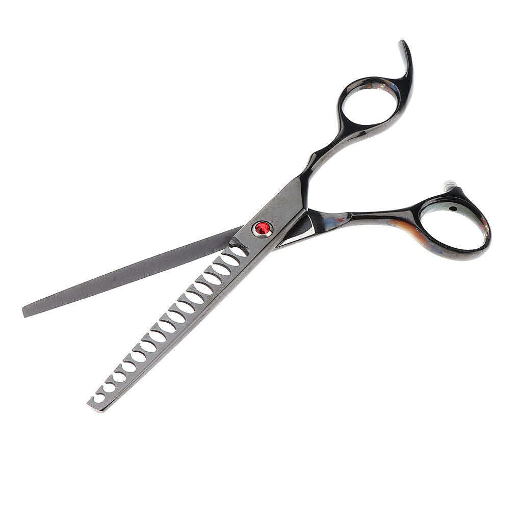 Teeth Fishbone Scissors Pets Grooming Thinning Shears Salon Hairdressing Black