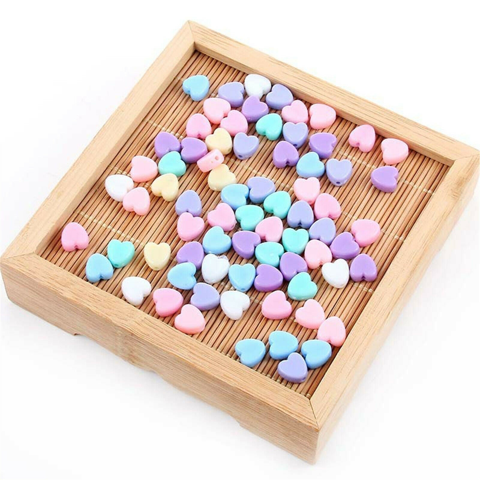 50pcs/lot Acrylic 9x8mm Mixed Heart Shaped Loose Bead Spacer Beads DIY Findings