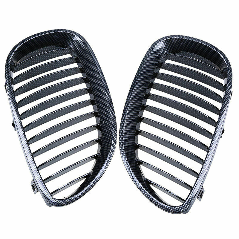 For BMW E60 525i 528i 530i 535i M5 03-09 Pair Carbon Fiber Front Kidney Grilles