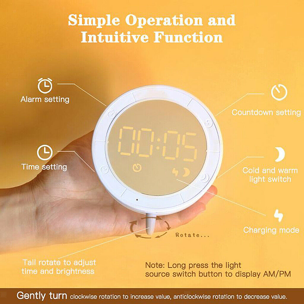 Bedside LED Child Digital Cute Cartoon Alarm Clock Dimmable