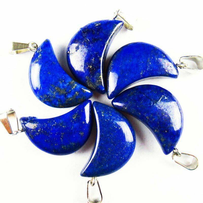 10Pcs 20x10x5mm Natural Lapis Lazuli Moon 22g Pendant Bead A-43SK