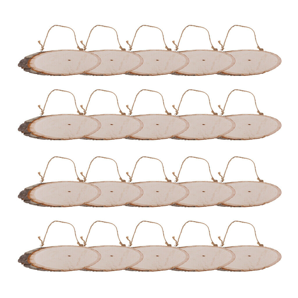 20 Packs Oval Wood Pieces Rustic Wooden Slices Wood Decor Birthday Hangings