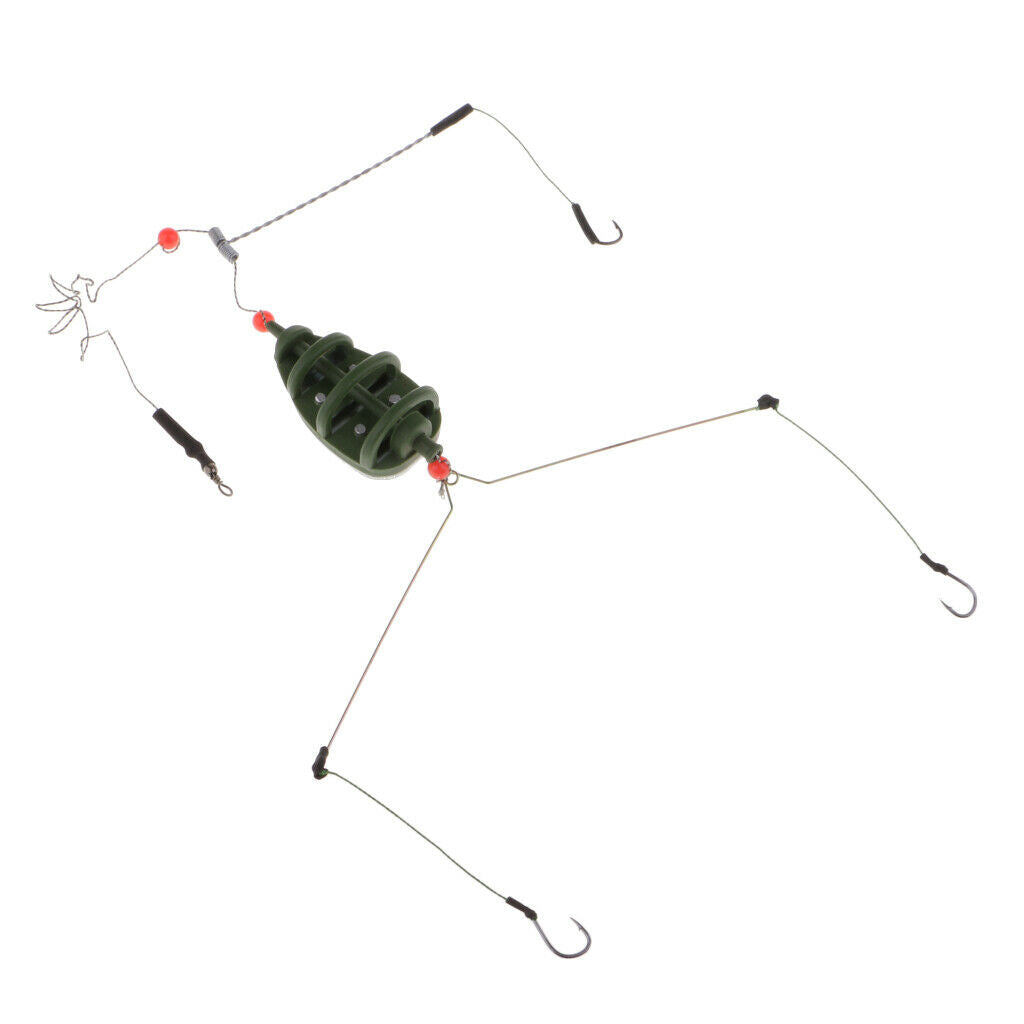 Fishing Feeder Basket Holder Fishing Bait Cage with Line Hooks 80g