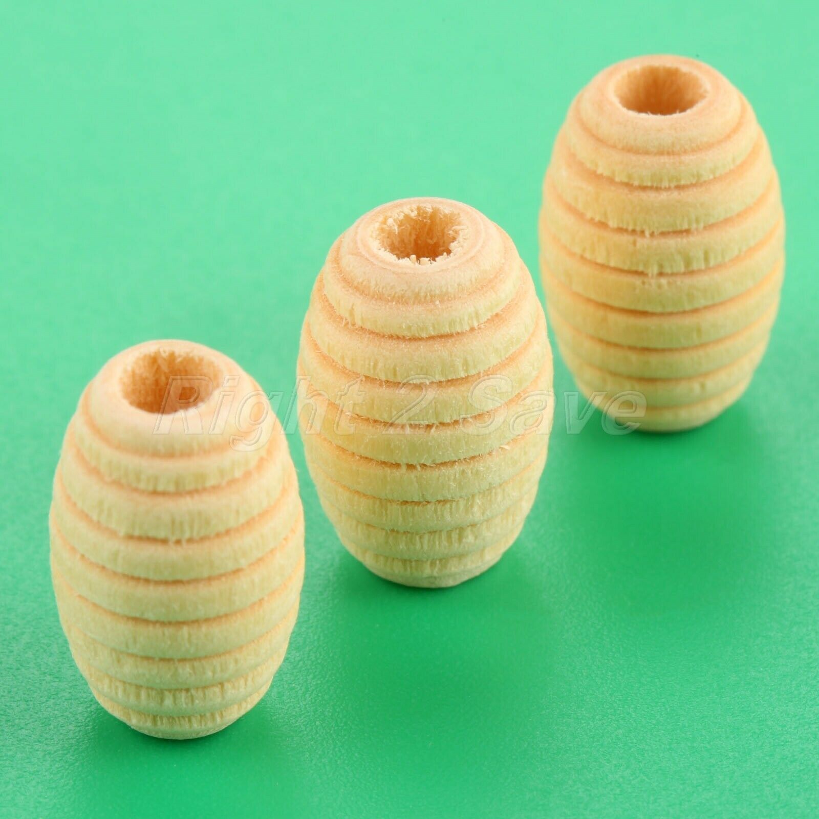50pc Natural Unfinished Wooden Bead Screw Whorl Wave Charms DIY Jewelry Findings