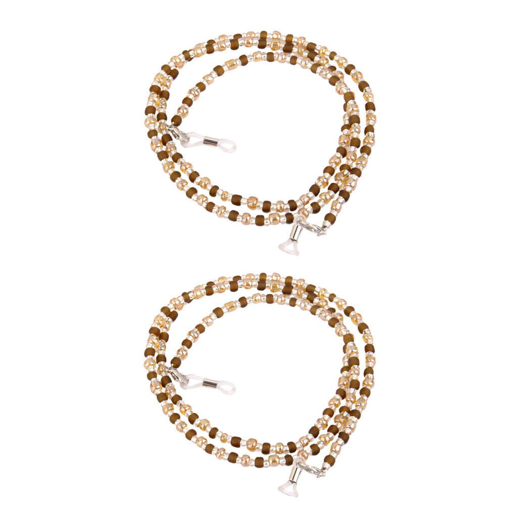 2x Brown Beaded Glasses Eyeglass Cord