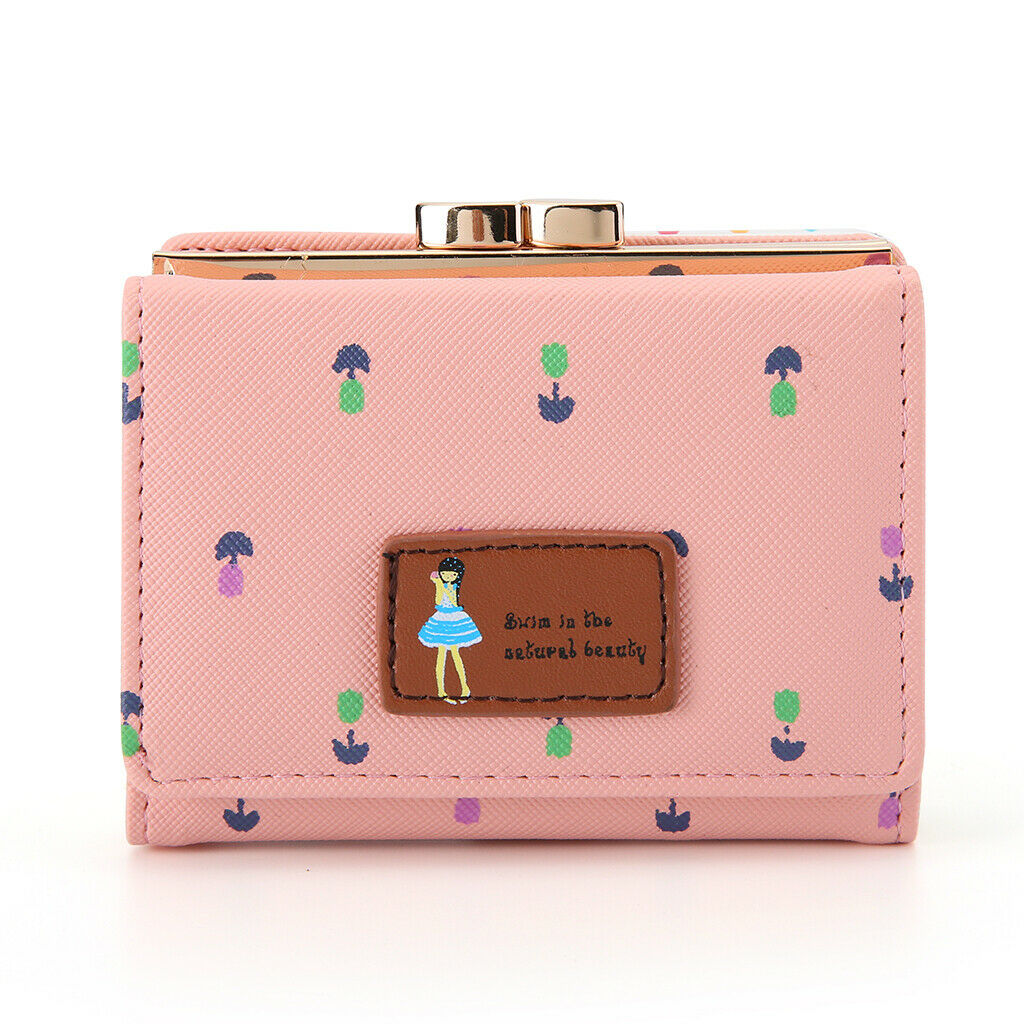 2 Pcs Cute Wallets Bifold Wallet Case Mini Short Purse Lovely Card Holder for