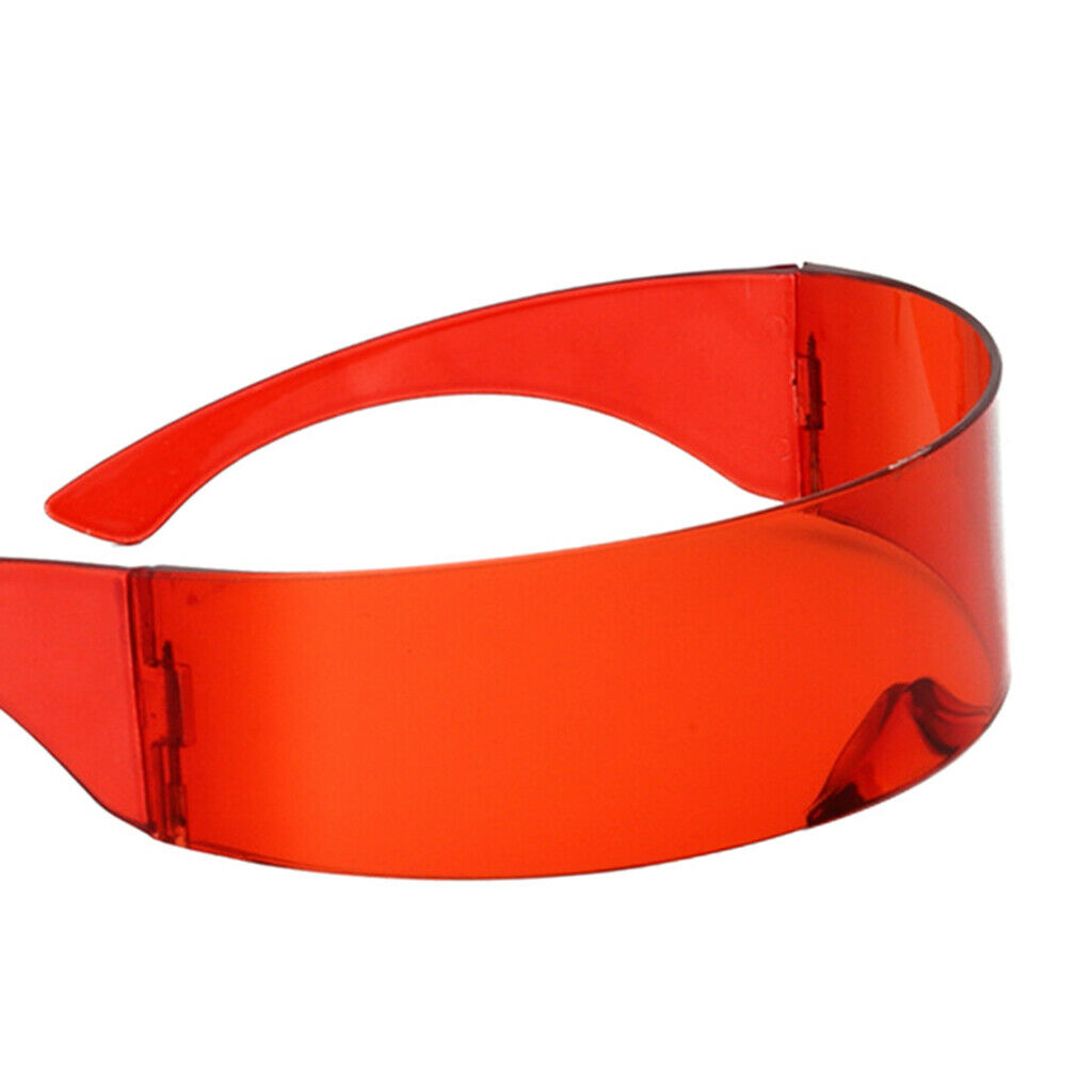 2Pcs Futuristic Wrap Visor Sunglasses Flat Top Shield Shades Party Props