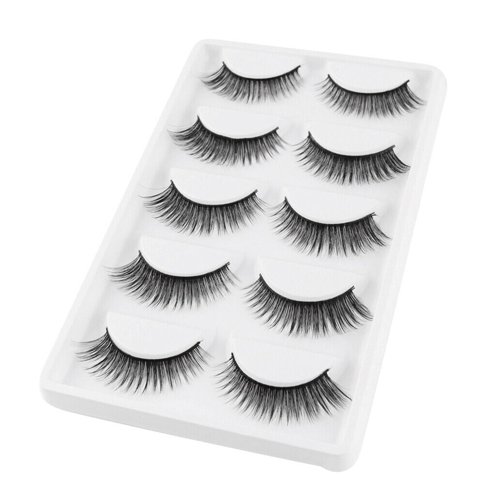 5 Pairs Natural Long Sparse&Cross Style Eye Lashes Extension False Eyelashes