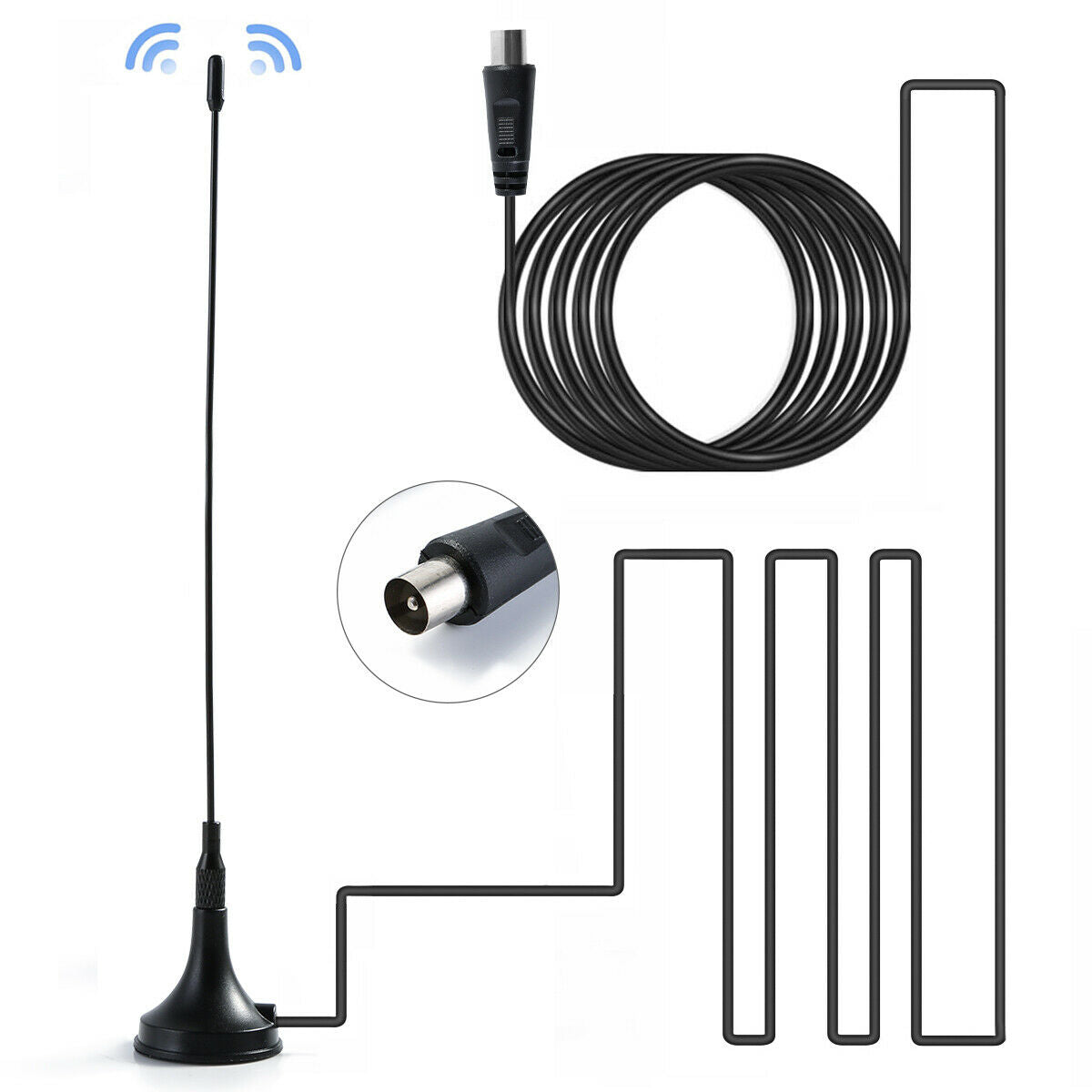 Portable Stick TV Antenna Indoor Outdoor Digital HD Freeview Aerial 5dBi 50 Mile
