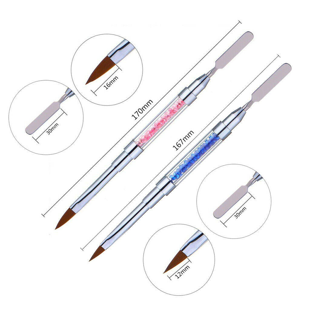 Nail Brush Dual-Ended Poly Acrylic UV Gel Extension Builder 5pcs