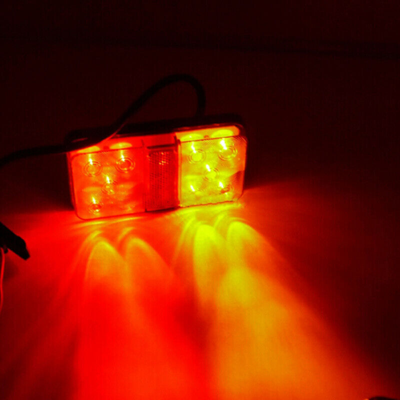 1Pair Amber Red Car Truck Trailer Rear Led 10LED Tail Indicator Stop Brake LBDA