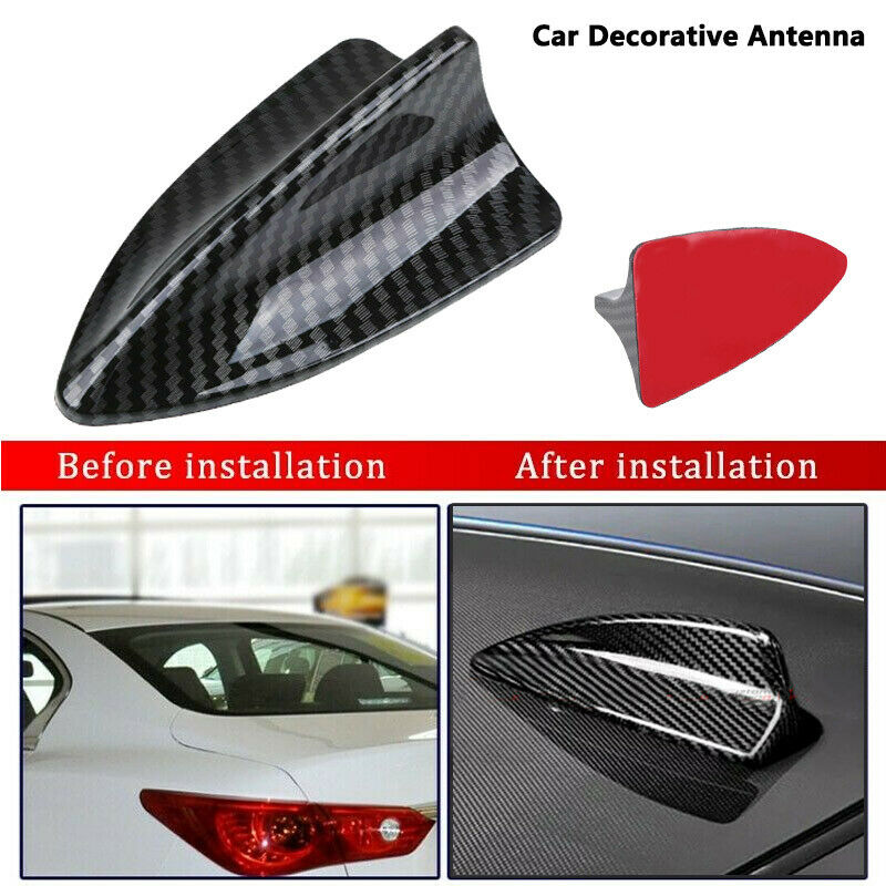 Universal Car Auto Shark Fin Roof Antenna Carbon Fiber Style Exterior Decorative