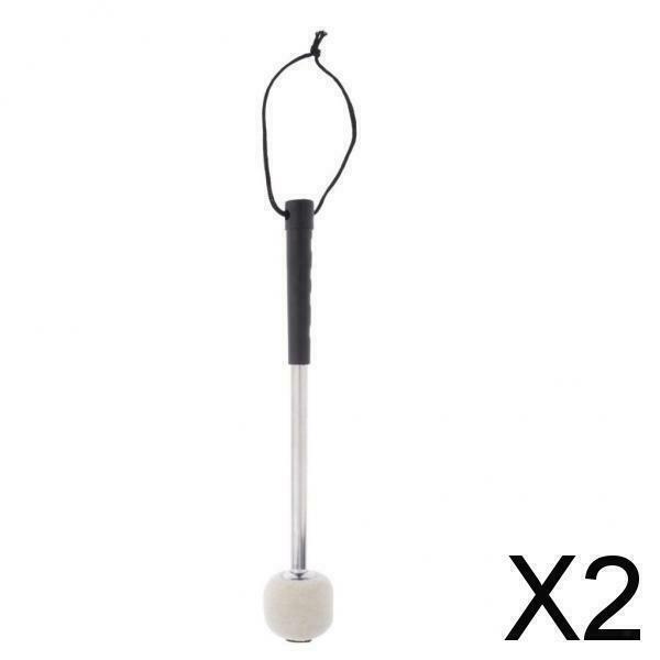2X Alloy Marching Tenor Drum Mallets with Strap Stick Wool Felt Head Drum Parts