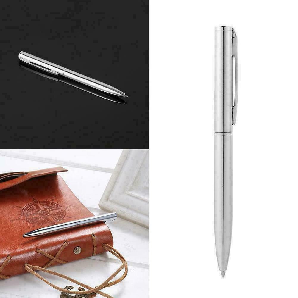 Mini Stainless Steel Rotating Ballpoint Pen Office Writing Stationery Black Ink*