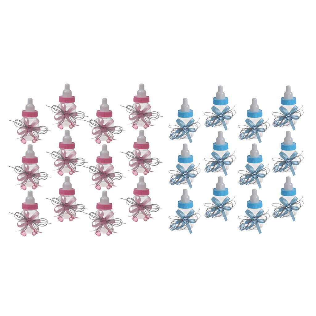 24pcs Bulk Cute Baby Shower Candy Bottles Fillable Nursing Bottle Box Mixed