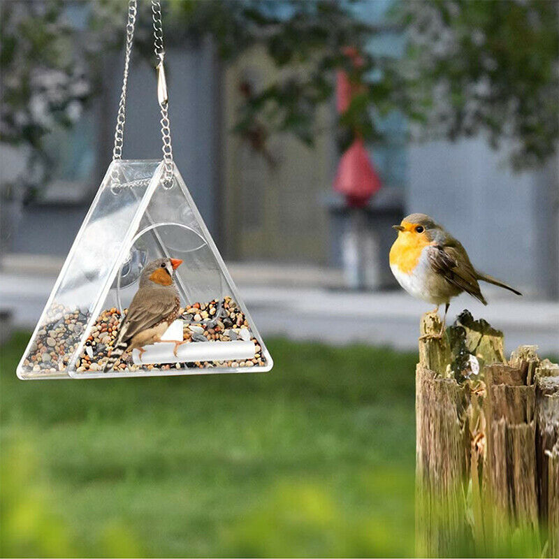 Clear House Window Bird Feeder Birdhouse With Suction Outdoor Garden Feeding New