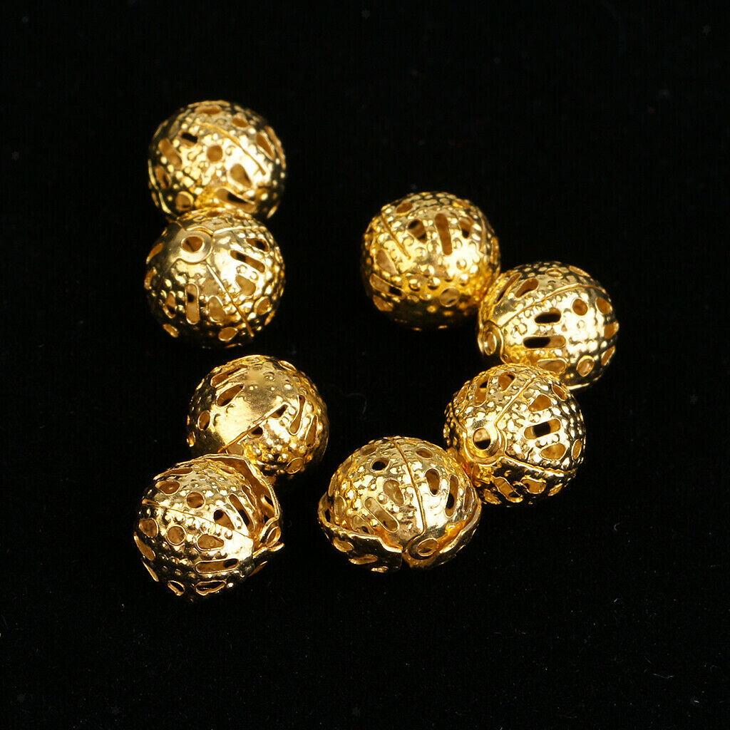 2X 100Pcs Golden Hollow Filigree Ball Loose Spacer Beads for Jewelry Making 8mm