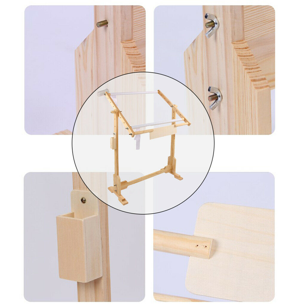 Tabletop Embroidery Hoop Lap Stand Frame Adjustable Solid Wood Cross Stitch Rack
