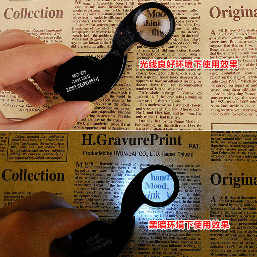 40X Led Lighted Illuminated Jewelers Eye Loupe Jewelry Magnifier