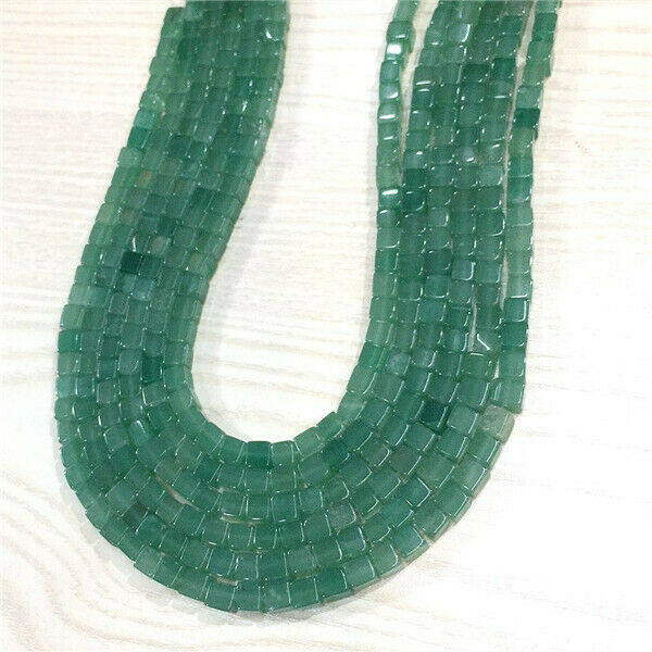 1 Strand/62Pcs 6x6mm Natural Green Aventurine Cube Loose Beads 15.5inch HH702