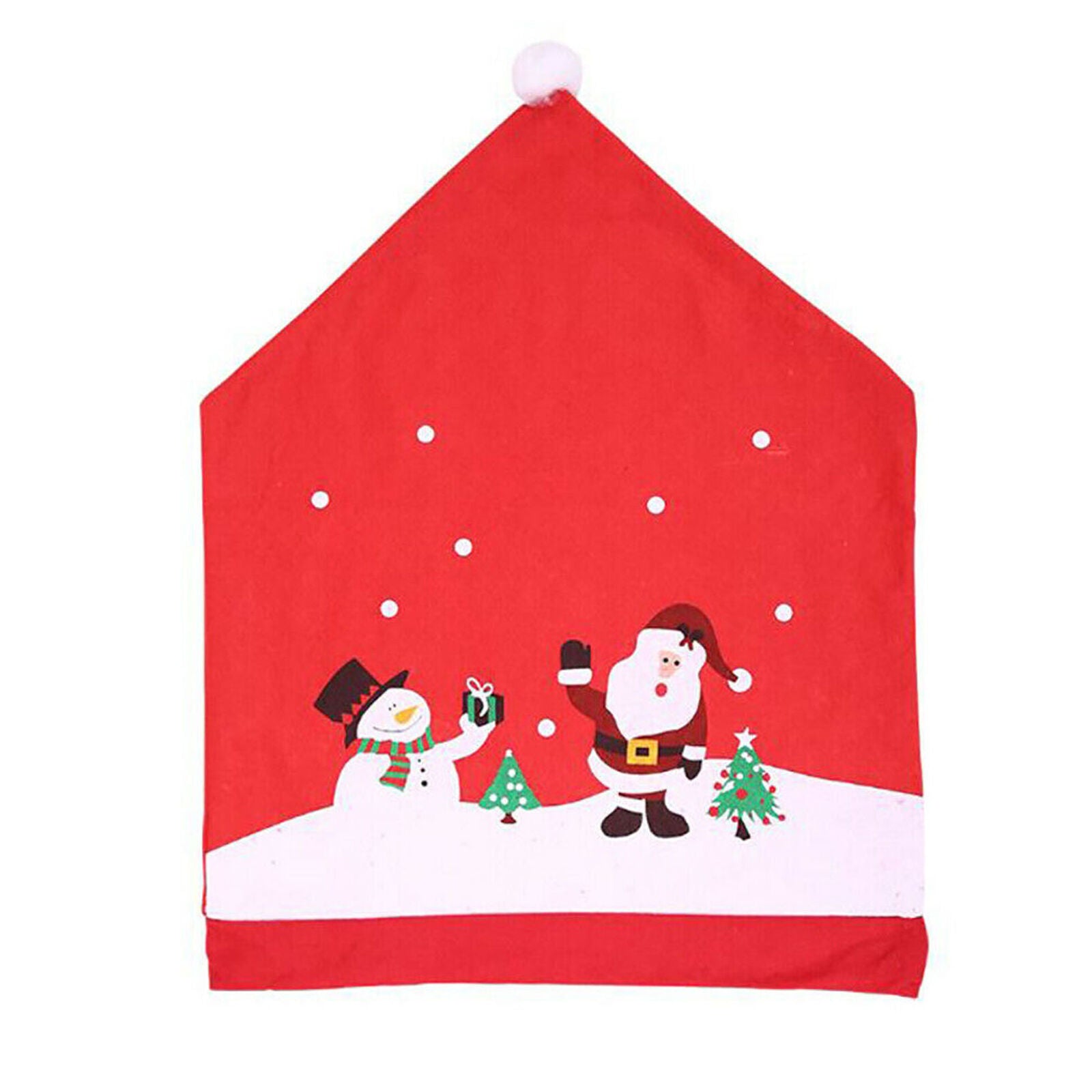 4x Christmas Decor Chair Covers Dining Seat Cover Santa Claus Home Party Decor