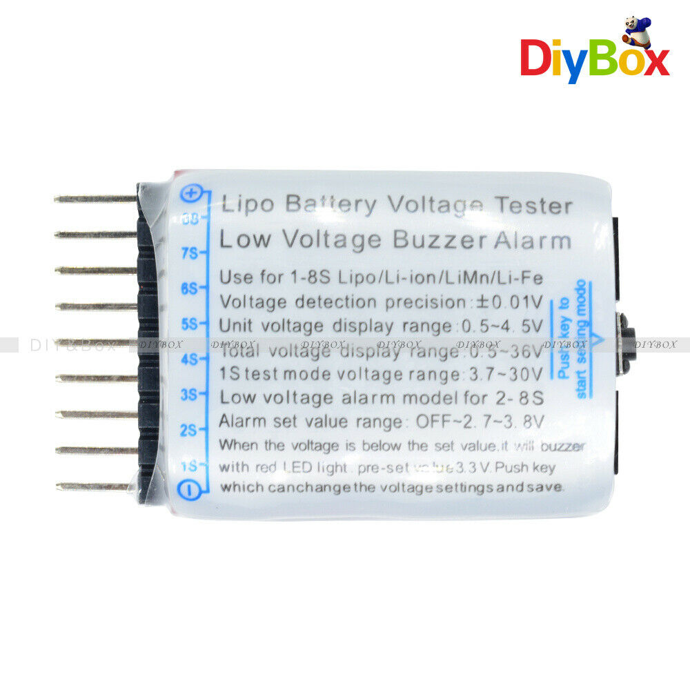 2 In1 Indicator 1-8S Lipo Li-ion Battery Voltage Tester Low Voltage Buzzer Alarm