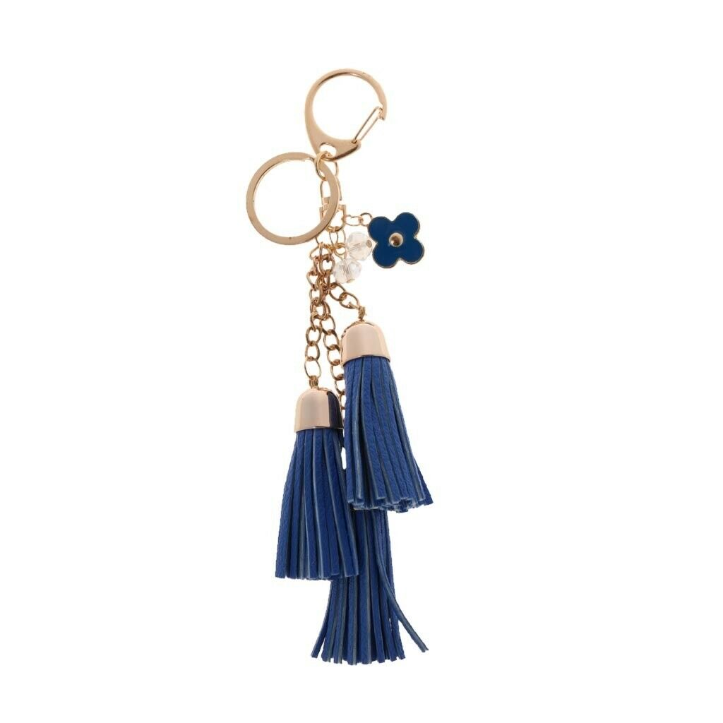 Charm Casual Faux Leather Tassel Keychain Bag Pendant Purse Decor Royal Blue