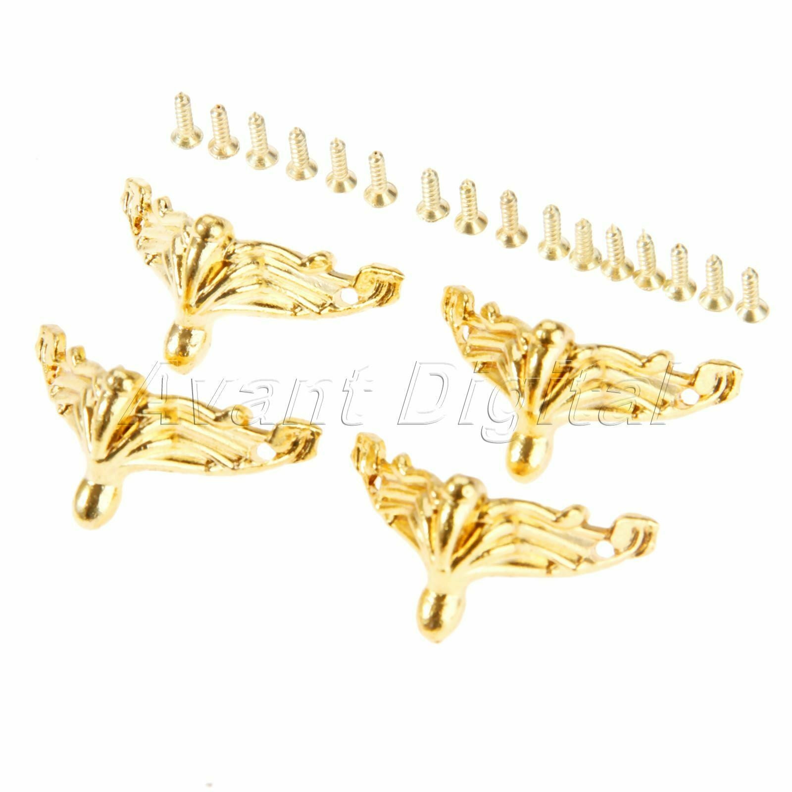 Zinc Alloy Jewelry Chest Wood Box Feet Leg Corner Protector Decor 1.02"*0.75"