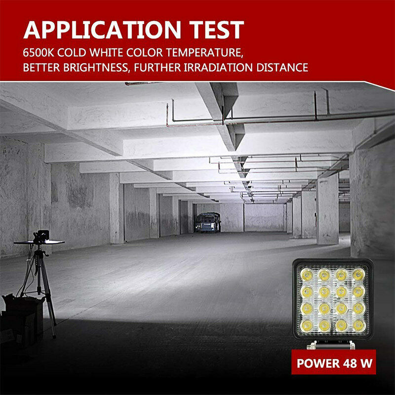 10Pack 16LED Work Light Flood Beam Bar For Car SUV ATV Off-Road Driving Fog Lamp