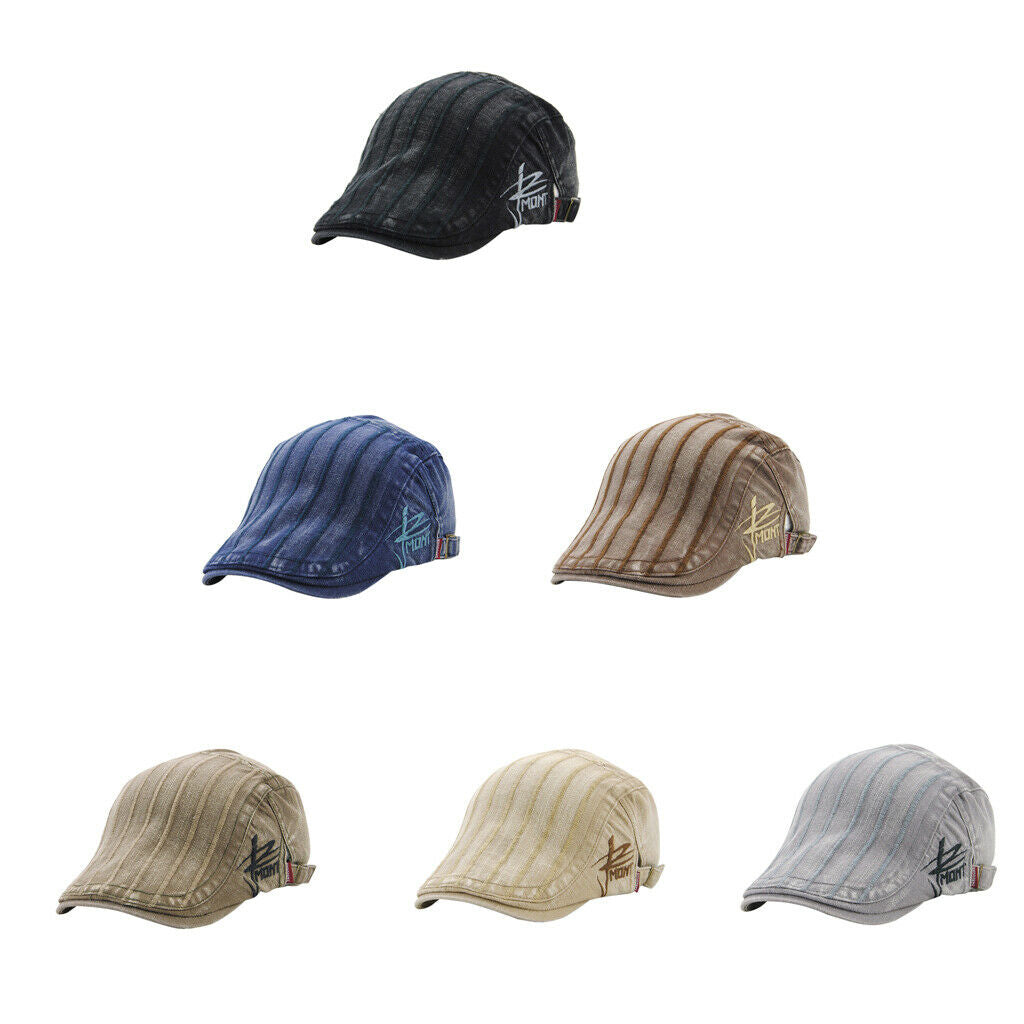 2pcs Women Newsboy Hat Cotton Beret Hat Golf Hat Adjustable Strap for Cabbie