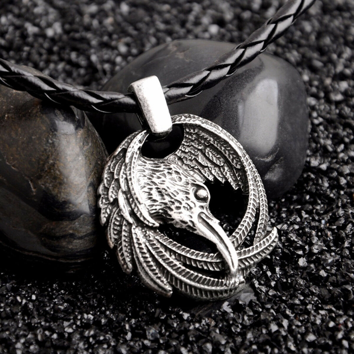 Norse Retro Vikings Odin's Ravens Symbol Pendant Necklace Jewelry Huginn Muninn