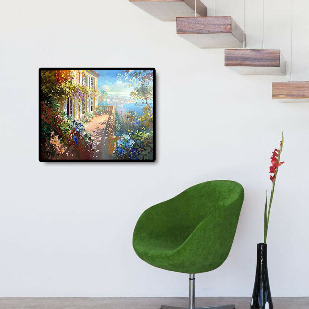 Flower House DIY Digital Oil Painting By Numbers Kits Modern Wall Art Decor @