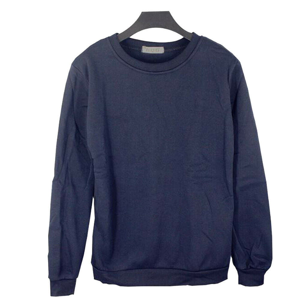 Fashion Long Sleeve Crewneck Sweatshirt Unisex Pullover Hoodie Dark Blue M