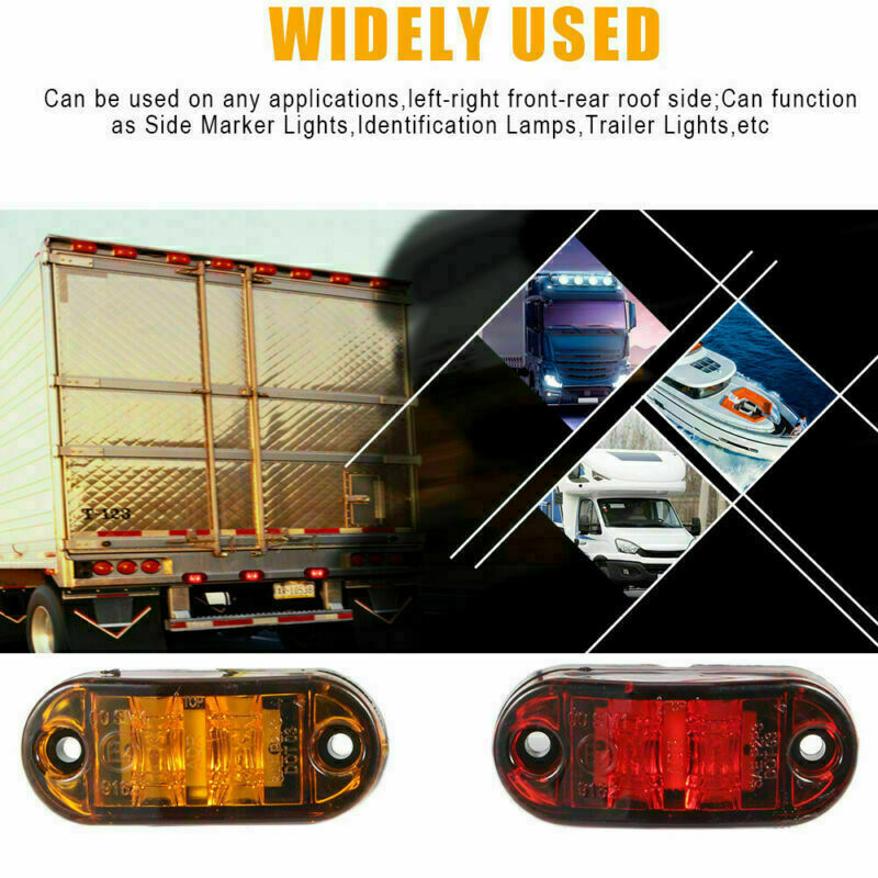 5x Red + 5x Amber 2.5" LED Side Marker Clearance Lights fit Trailer Truck Pickup