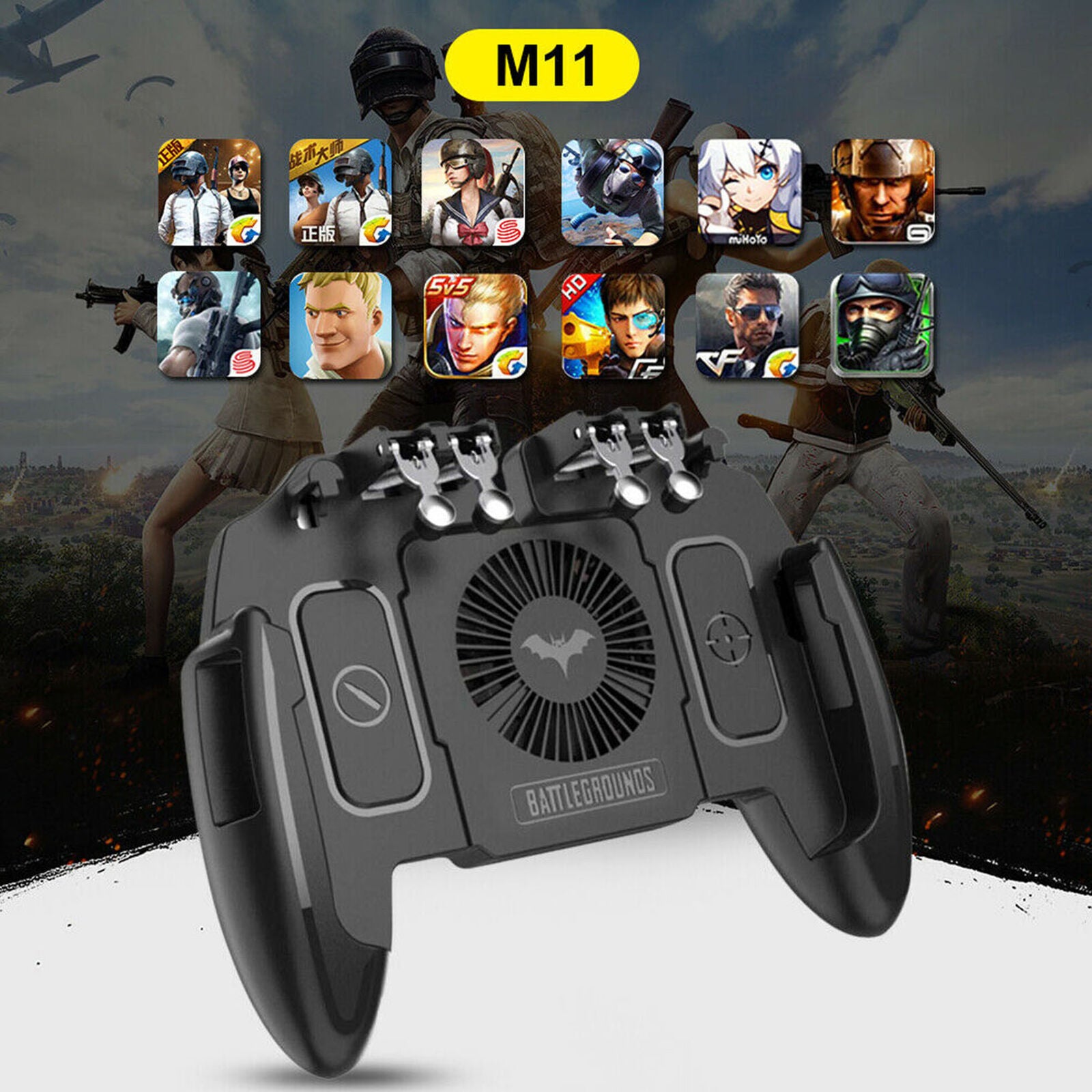 Mobile Phone Game Controller Joystick Six-Finger Cooling Fan Gamepad For PUBG