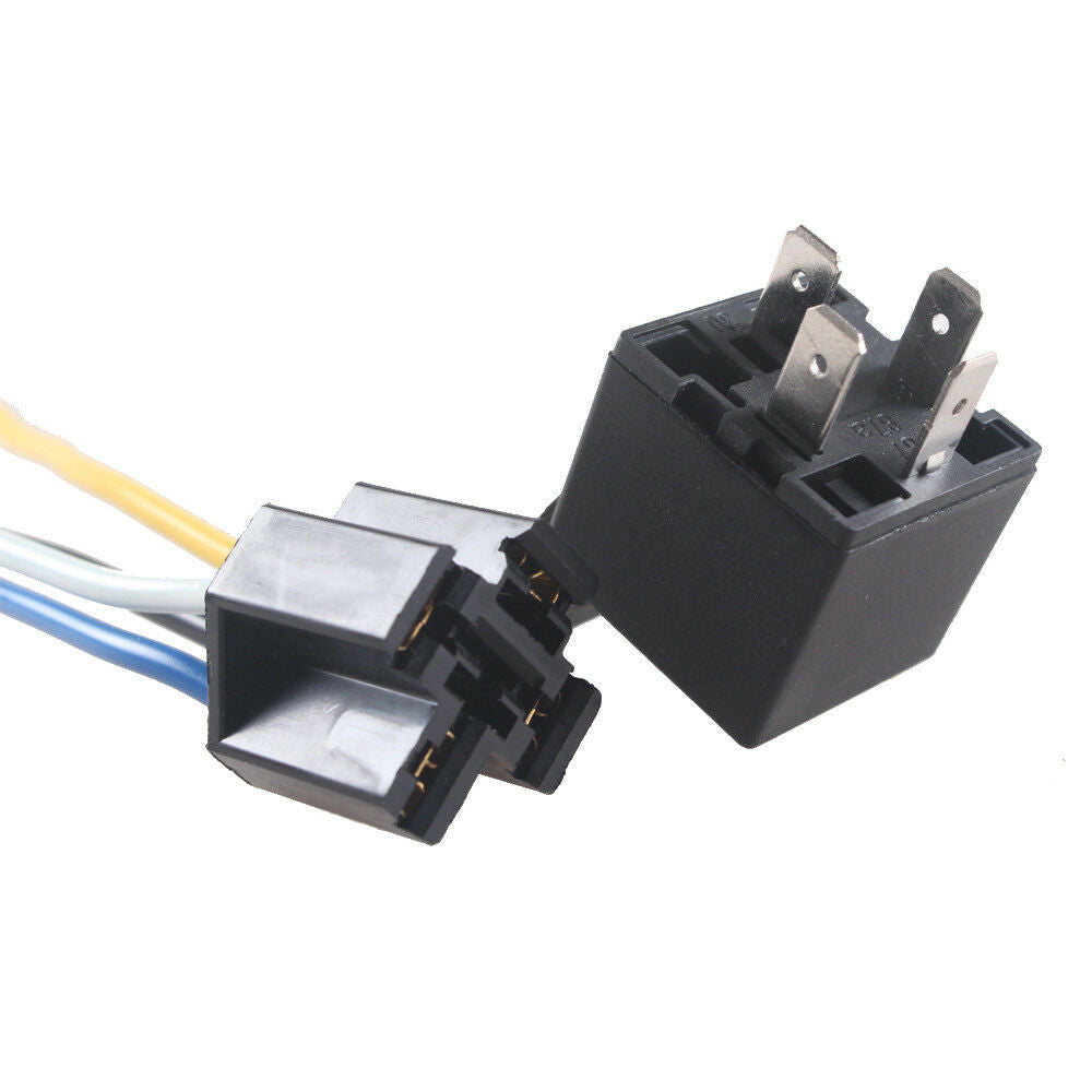 5 x Mini Relay SPST 4Pins 12V DC 40A Contact Car Vehicle & 5X Socket 4Pin Wire