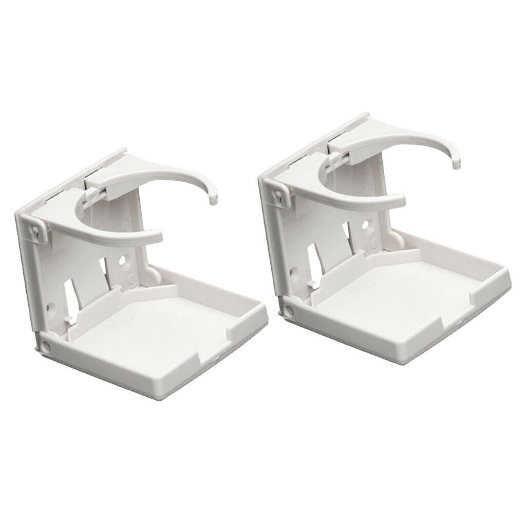 2Pcs Plastic Universal Adjustable Car Folding Beverage Cup Drink Holder Tray