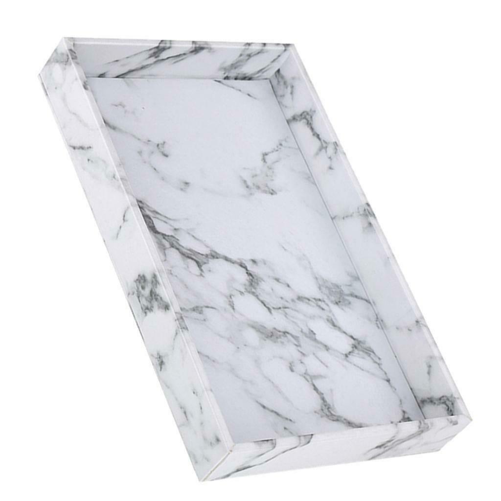 Marble Texture Serving Tray PU Leather for Coffee Desserts Rectangle 13x8"