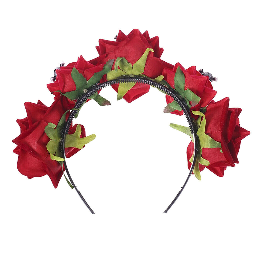 Rose Flower Floral Hair Crown Headband Halloween Day of the Dead Party Headdress