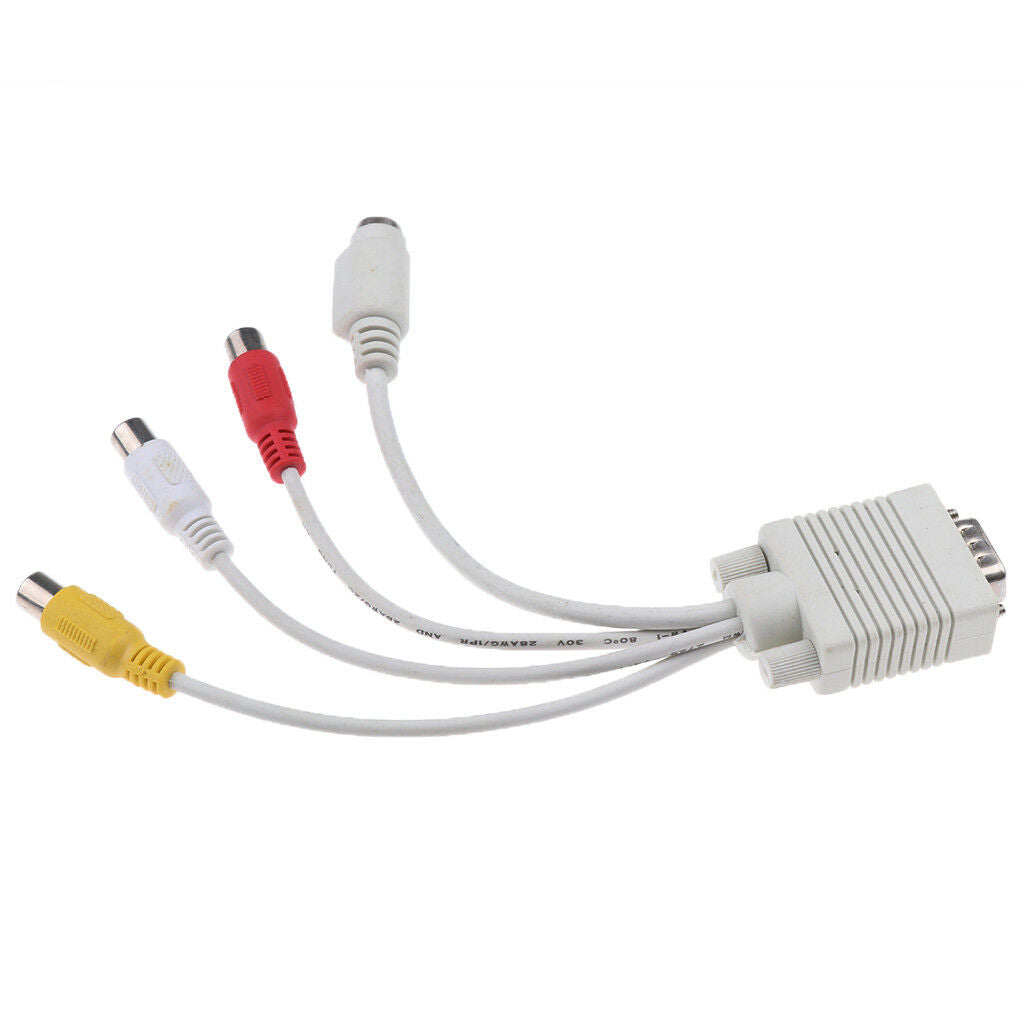 VGA Male to S-Video 3 RCA Female Video Cable AV TV Adapter Converter for PC