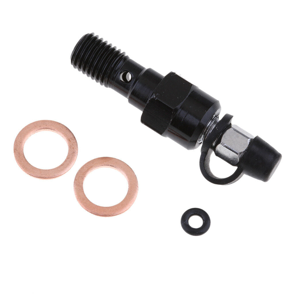 Single Black CNC Banjo Bolt M10 x 1.25 with Bleed Nipple Screw Valve
