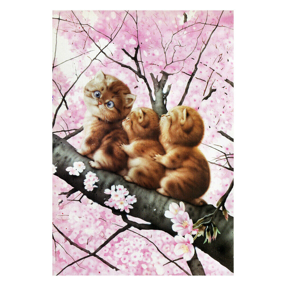 5D DIY Diamond Painting Three Cats Cross Stitch Embroidery Rhinestones Kits @
