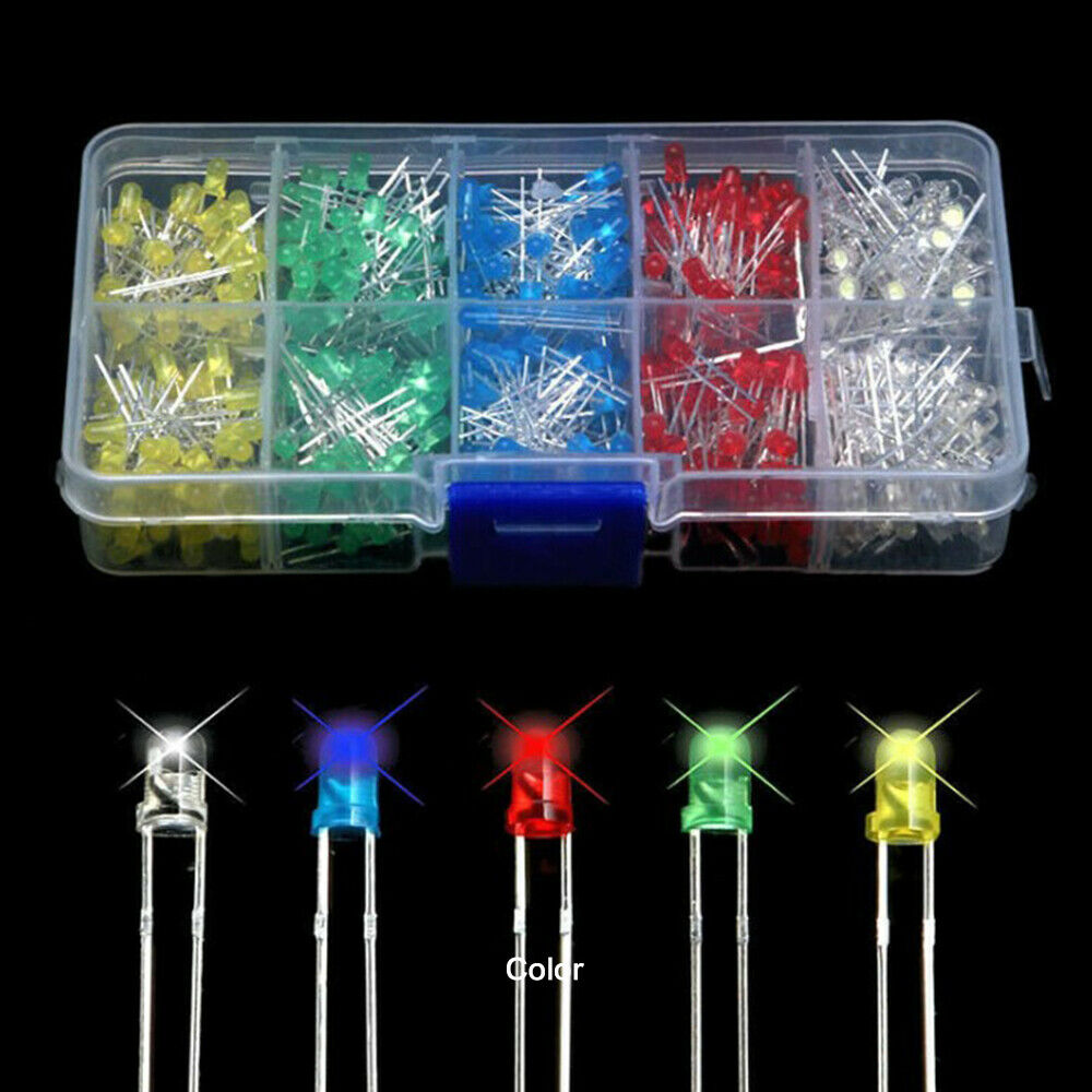 150pcs 3/5mm Box Mixed Color Red Green Yellow Blue White LED Emitting Diodes